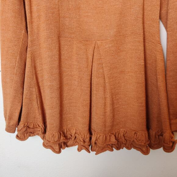 Carriage Made in Peru Small Knit Orange Bamboo Baby Alpaca Ruffle Cardigan - Picture 7 of 13